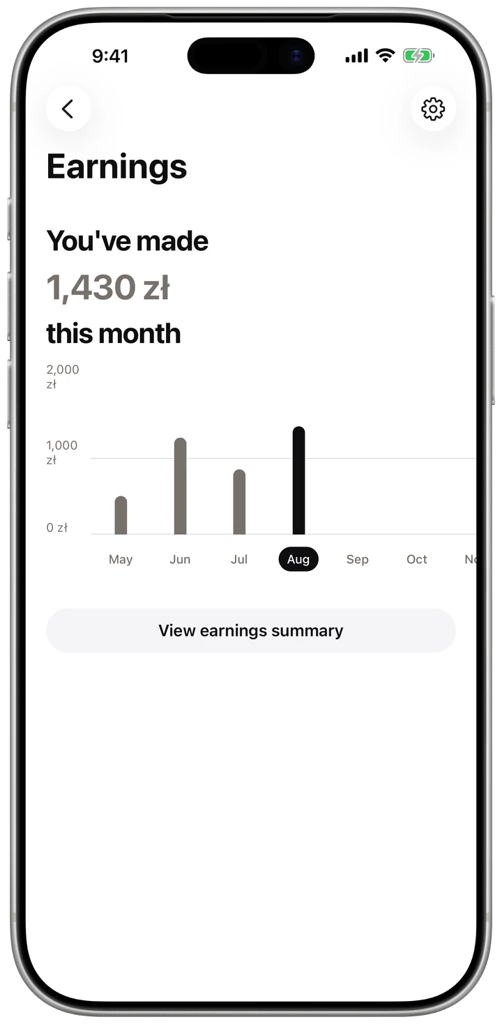 Earnings in the Casty app
